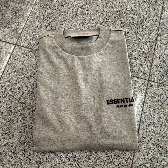 Essentials Short-Sleeve Logo Tee in Taupe with Black Print - Picture 6 of 6
